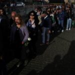 People visit the tomb of the late Pope Francis in