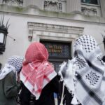 Pro-Palestinian protest held at Butler library at Columbia Nniversity