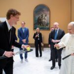 Italian tennis player Jannik Sinner meets Pope Leo XIV during