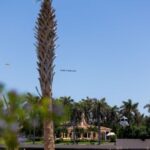 Airplane chartered by the DNC trails a banner reading “Qatar-a-Lago”
