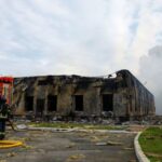 Aftermath of a Russian drone attack on outside of Kyiv