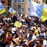 A demonstration calling for a change in the tourism model