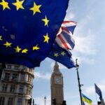 The European union flag is seen near The The Elizabeth