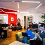 Employees of the Hungarian Helsinki Committee work in their office