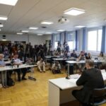 Graz police and prosecutors hold a press conference following school