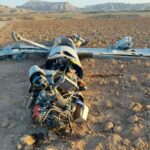 A destroyed drone, which the Iranian Army says belongs to