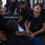 Funeral of Palestinians killed by Israeli fire while seeking aid,