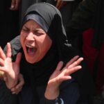 Victims collected from hospital after Israeli strike on tent encampment