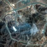 A satellite view shows an overview of Fordow underground complex,