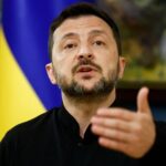 FILE PHOTO: Ukraine’s President Zelenskiy speaks during a press briefing,