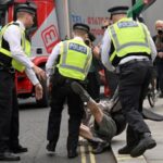 Protest against Britain’s Home Secretary Cooper’s plans to proscribe the