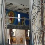 A view shows damages inside the Mar Elias Church in