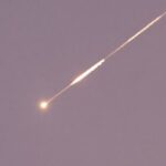 Missiles launched from Iran towards Israel are seen from Tubas