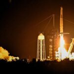 A Falcon 9 rocket carrying the Axiom-4 crew of four