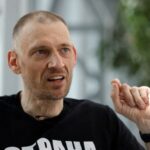 Belarus opposition figure Syarhei Tsikhanouski speaks during interview in Vilnius