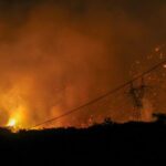 Wildfire burns in Ierapetra on the island of Crete