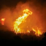 Wildfire burns in Ierapetra on the island of Crete