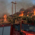 Wildfire burns in Ierapetra on the island of Crete