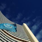 FILE PHOTO: The flag of the International Atomic Energy Agency