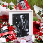 Tribute to Liverpool’s Portuguese soccer player Diogo Jota, who died