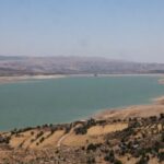 A general view of the drought-stricken Lake Qaraoun, according to