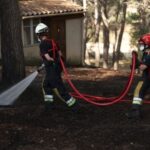 A wildfire burns in Martigues
