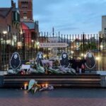Flowers are kept on the Black Sabbath bench, as a