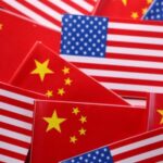 FILE PHOTO: Illustration shows U.S. and Chinese flags