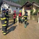 Floods strike the town of Brosteni in Romania