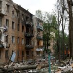 Aftermath of Russian missile and drone attack in Kyiv