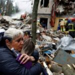 Aftermath of Russian missile and drone strikes, in Kyiv