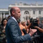FILE PHOTO: Stephen Miller speaks at the White House in