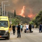 Wildfire burns in Achaia