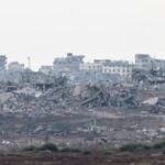 A view of destroyed buildings in Gaza, as seen from
