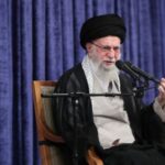 Iran’s Supreme Leader Ayatollah Ali Khamenei speaks during a meeting
