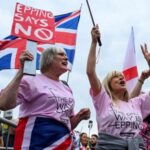 Protesters attend an anti-immigration demonstration, in Epping