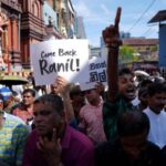 Supporters of Sri Lanka’s former President Wickremesinghe gather ahead of