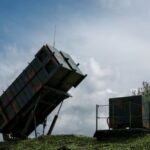 Launcher of a Patriot air defence system is seen on