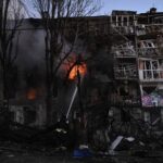 Aftermath of a Russian drone and missile strike in Zaporizhzhia
