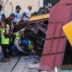 Aftermath of the Gloria Funicular accident in Lisbon