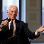 FILE PHOTO: Italian fashion designer Armani speaks in Moscow