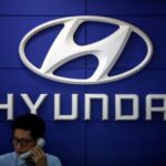 The logo of Hyundai Motor is seen at its dealership