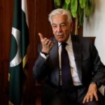 Pakistan’s Defence Minister Khawaja Muhammad Asif during an interview with