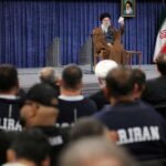 Iran’s Supreme Leader Ayatollah Ali Khamenei speaks during a meeting