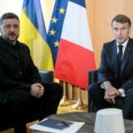 Ukraine’s President Zelensky meets France’s President Macron during a bilateral