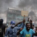 Supporters of Cameroon presidential election candidate Issa Tchiroma, protest in