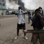 Supporters of Cameroon presidential election candidate Issa Tchiroma, protest in