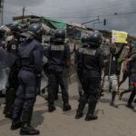 Supporters of Cameroon presidential election candidate Issa Tchiroma, protest in