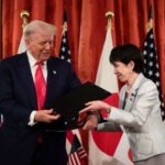 U.S. President Donald Trump meets with Japanese Prime Minister Sanae