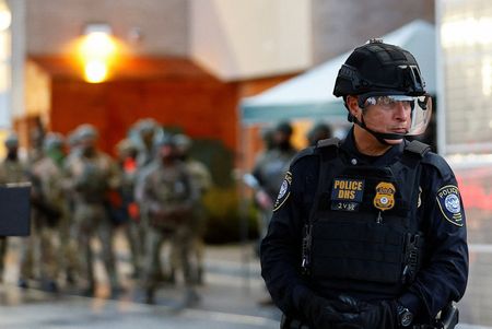 FILE PHOTO: Protest outside a ICE facility in Portland, Oregon